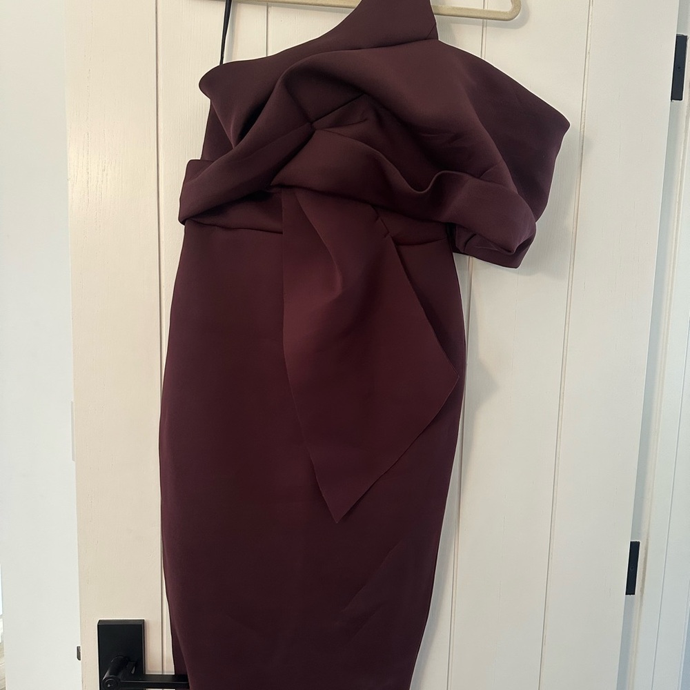 ASOS Rich Burgundy One-Shoulder Midi Dress
